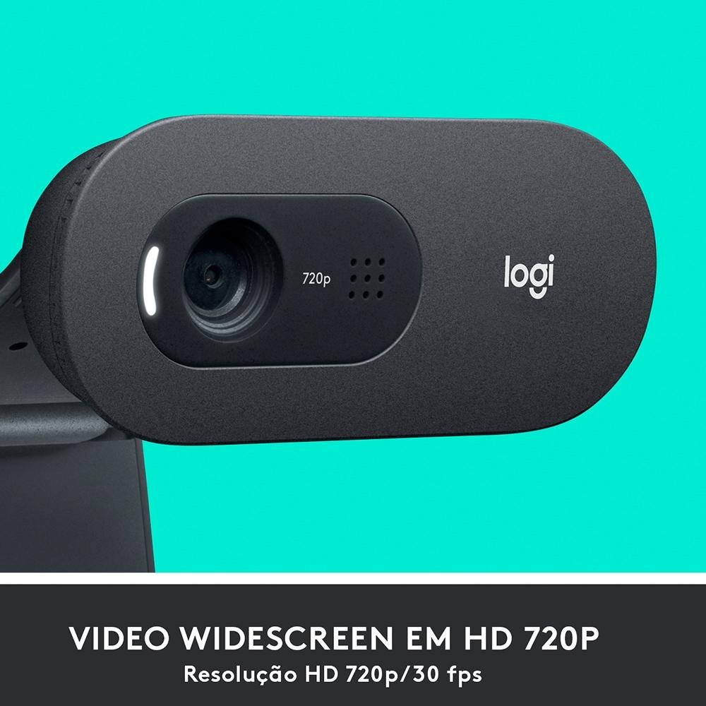 Webcam Logitech C505, 720P HD, 30 FPS, com Microfone, 3 MP, USB