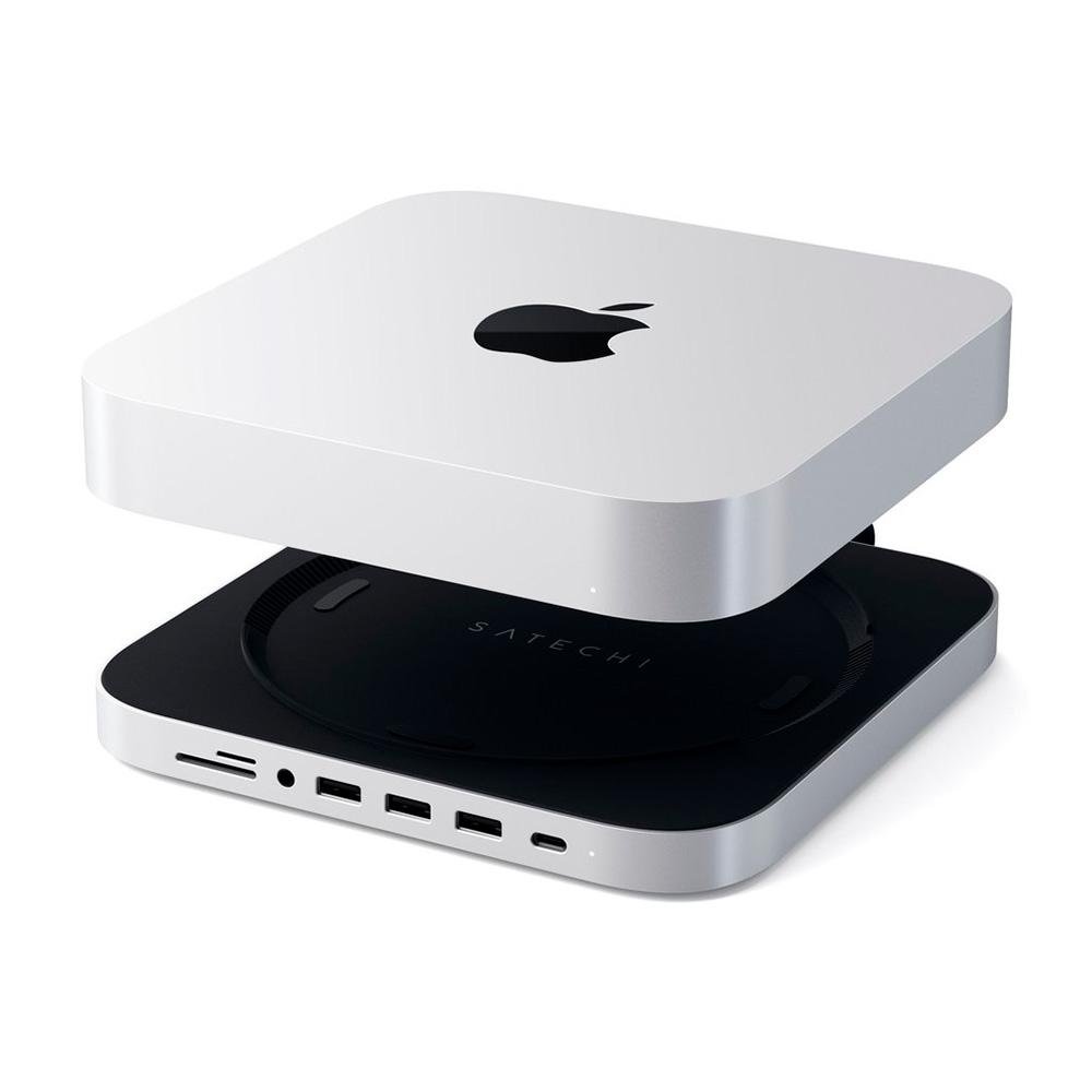 Suporte e Cubo de Alumínio Satechi para Mac Mini, USB-C, Branco - ST-ABHFS Suporte e Cubo de Alumínio Satechi para Mac Mini, USB-C, Branco - ST-ABHFS