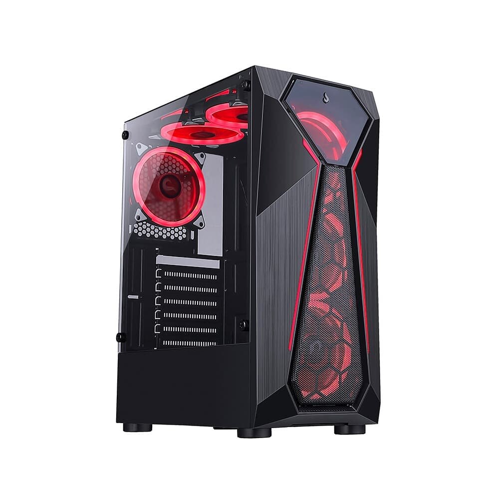 Gabinete Gamer Rise Mode X4 Glass, Barra de LED ARGB, Lateral em Vidro Fumê, Sem FANs, Preto - RM-X4-04-FB Gabinete Gamer Rise Mode X4 Glass, Barra de LED ARGB, Lateral em Vidro Fumê, Sem FANs, Preto - RM-X4-04-FB