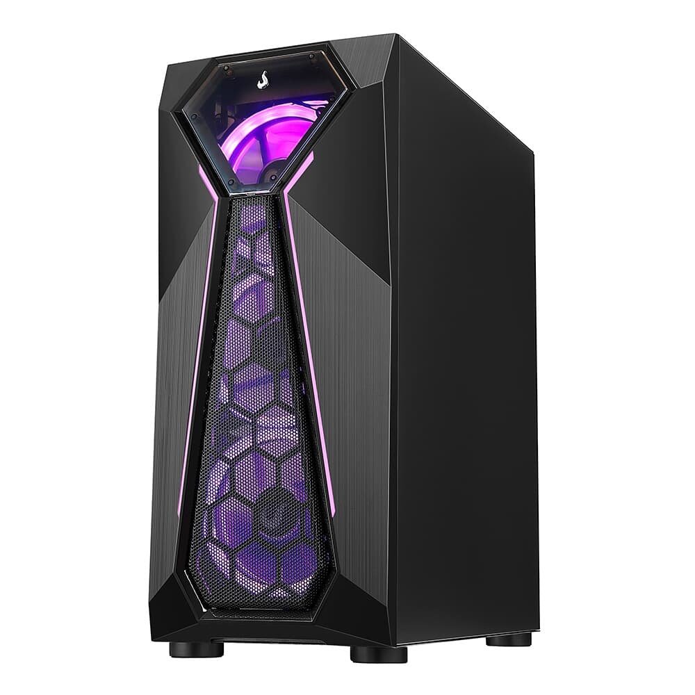 Gabinete Gamer Rise Mode X4 Glass, Barra de LED ARGB, Lateral em Vidro Fumê, Sem FANs, Preto - RM-X4-04-FB Gabinete Gamer Rise Mode X4 Glass, Barra de LED ARGB, Lateral em Vidro Fumê, Sem FANs, Preto - RM-X4-04-FB