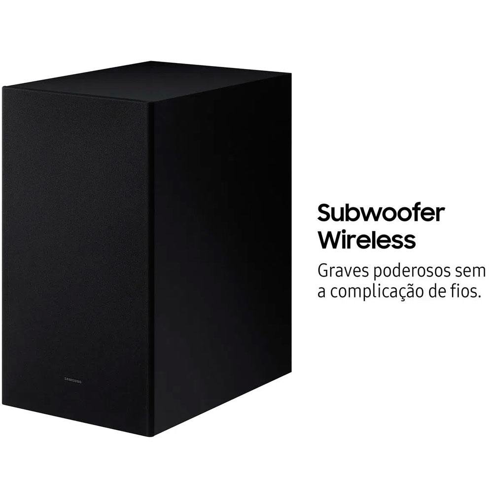 Soundbar Samsung, 2.1 Canais, 410W RMS, Bluetooth, Subwoofer Sem Fio, Preto - HW-A555 Soundbar Samsung, 2.1 Canais, 410W RMS, Bluetooth, Subwoofer Sem Fio, Preto - HW-A555