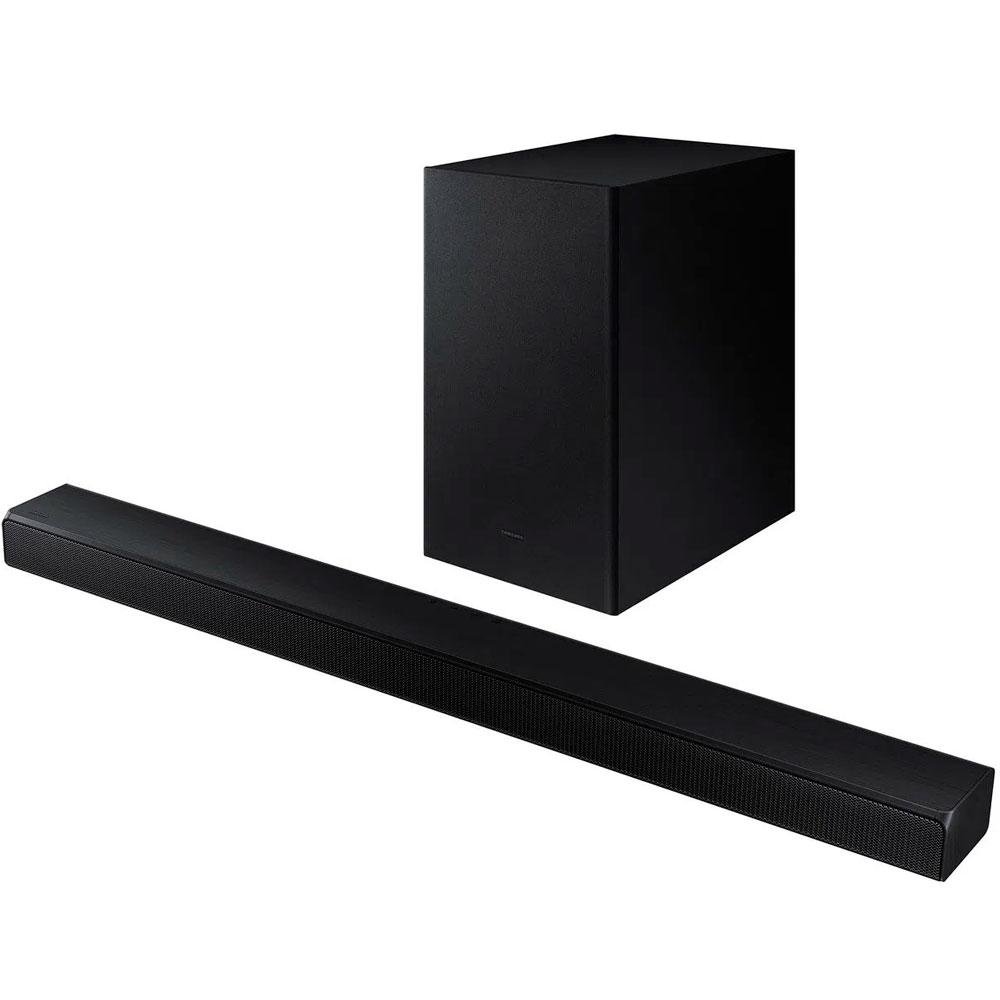 Soundbar Samsung, 2.1 Canais, 410W RMS, Bluetooth, Subwoofer Sem Fio, Preto - HW-A555 Soundbar Samsung, 2.1 Canais, 410W RMS, Bluetooth, Subwoofer Sem Fio, Preto - HW-A555