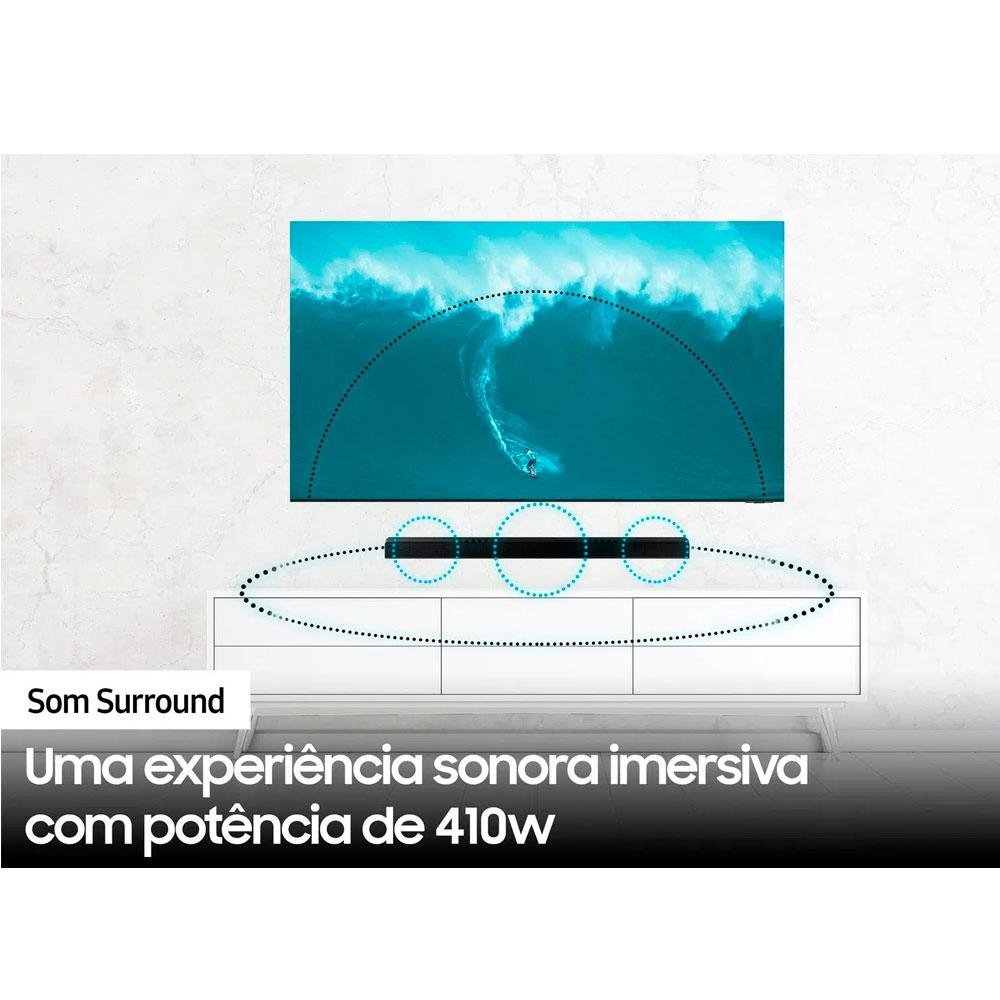 Soundbar Samsung, 2.1 Canais, 410W RMS, Bluetooth, Subwoofer Sem Fio, Preto - HW-A555 Soundbar Samsung, 2.1 Canais, 410W RMS, Bluetooth, Subwoofer Sem Fio, Preto - HW-A555
