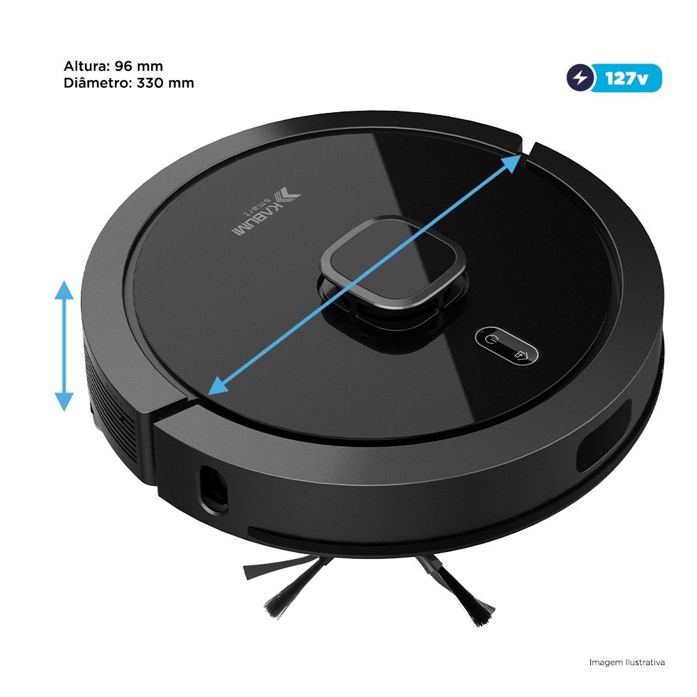 Robô Aspirador e Passa Pano KABUM! smart 900 - 5 Modos de Limpeza, Base 2 em 1, Mapeamento 3D - 127v - Preto - KBSF009
