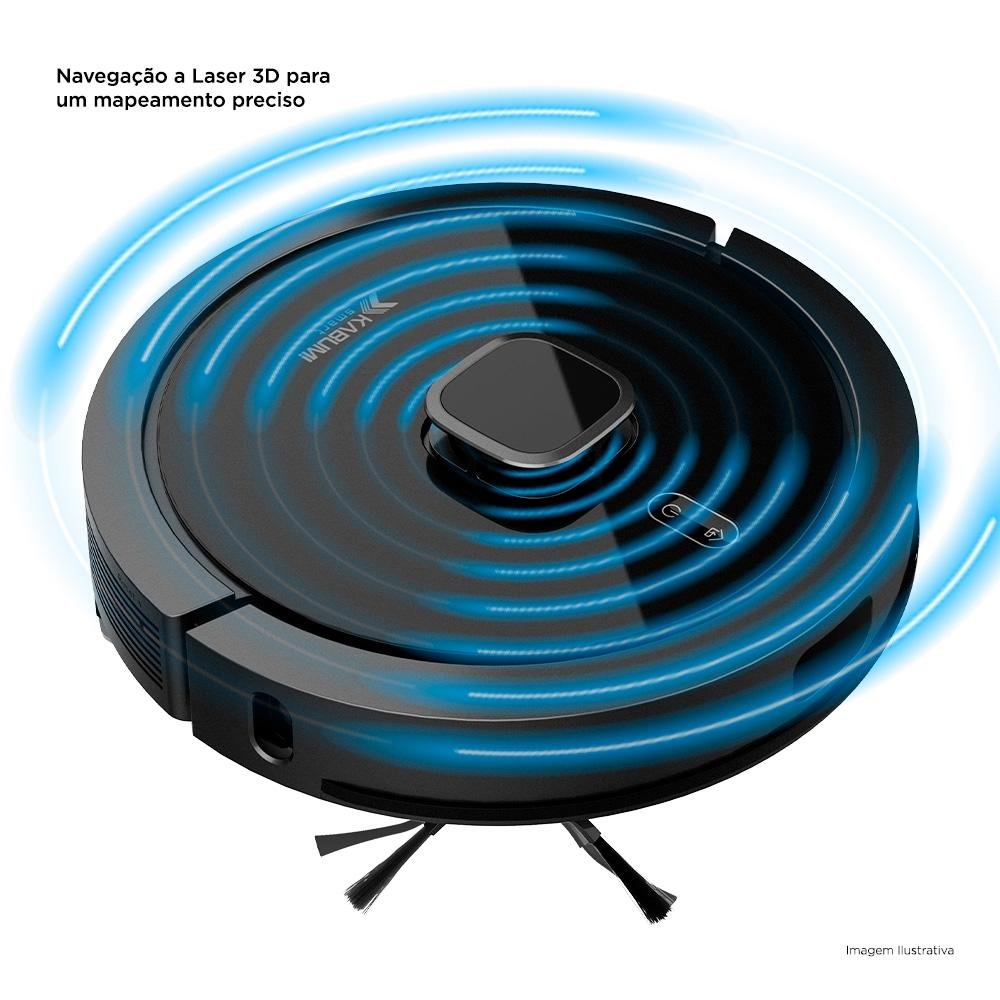 Robô Aspirador e Passa Pano KABUM! smart 900 - 5 Modos de Limpeza, Base 2 em 1, Mapeamento 3D - 127v - Preto - KBSF009