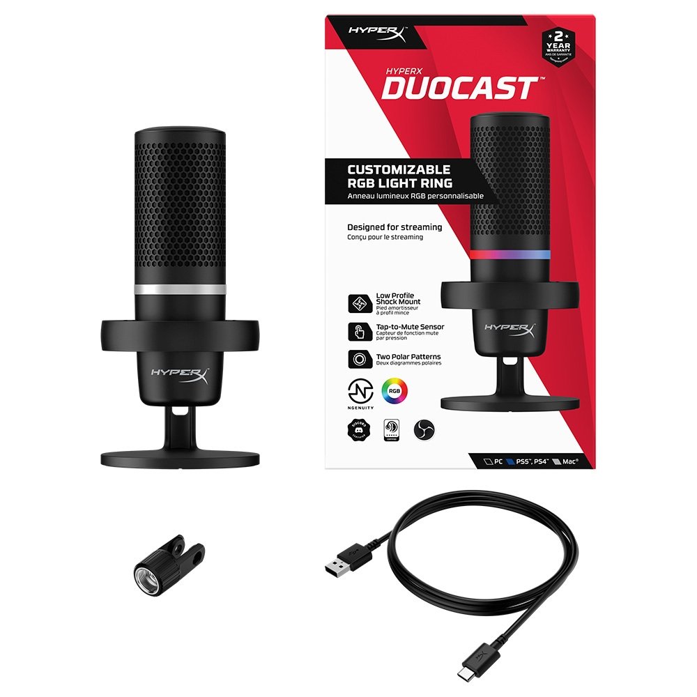 Microfone HyperX DuoCast Black Podcast | KaBuM!