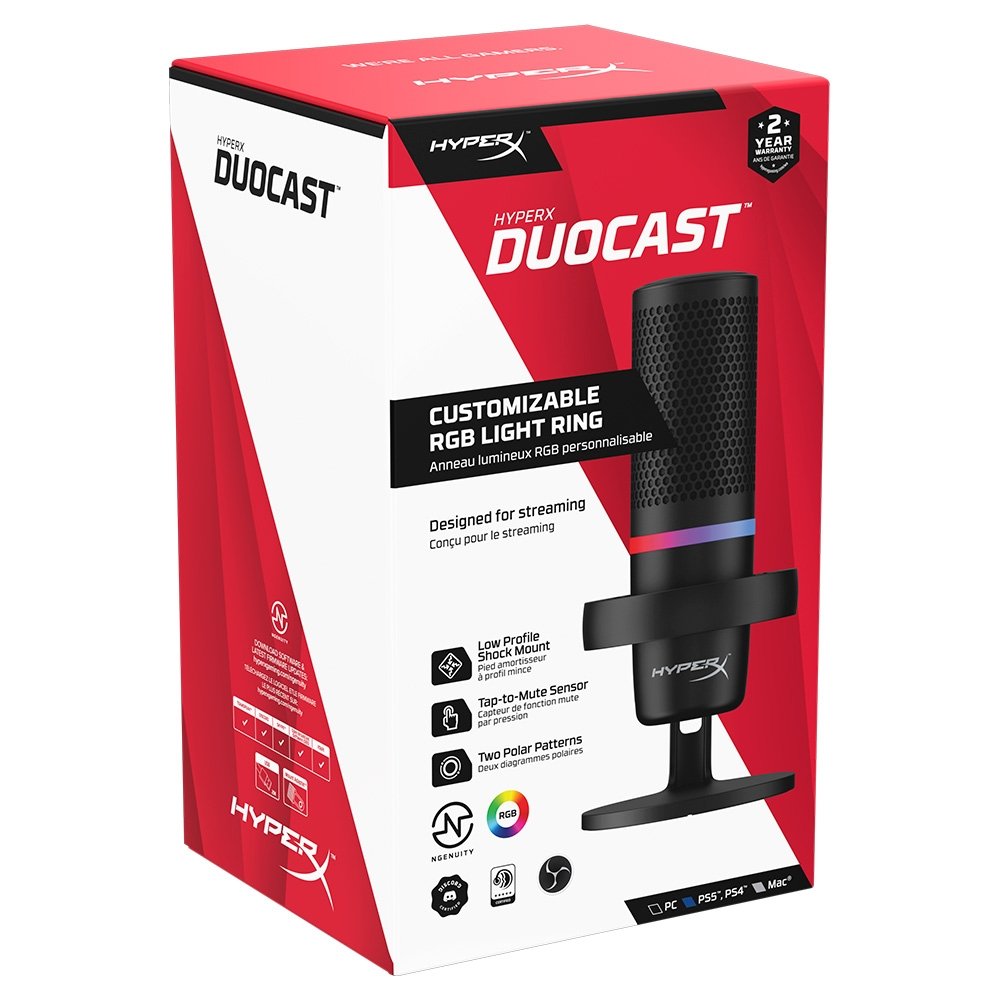 Microfone HyperX DuoCast Black Podcast | KaBuM!