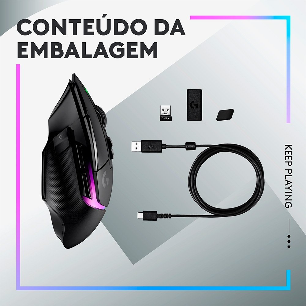 Mouse Gamer Sem Fio Logitech G502 X Plus | KaBuM!