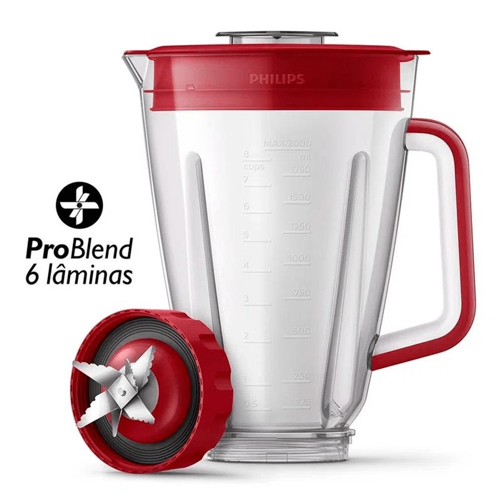 Liquidificador Philips Walita Série 5000, 1200W, 110V, 5 Velocidades, Vermelho - RI2240/41 Liquidificador Philips Walita Série 5000, 1200W, 110V, 5 Velocidades, Vermelho - RI2240/41