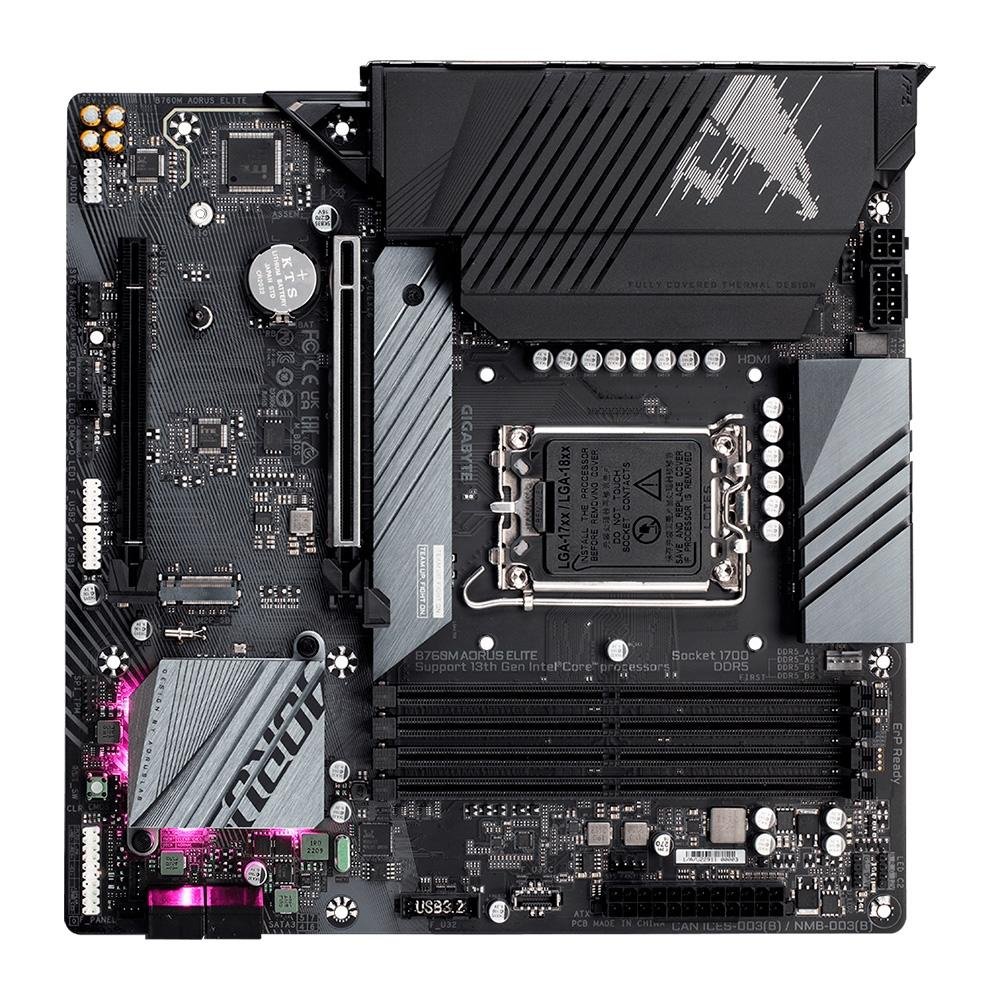 Placa-Mãe Gigabyte B760M AORUS ELITE Rev. 1.0, LGA 1700, DDR5, Preto - B760M AORUS ELITE