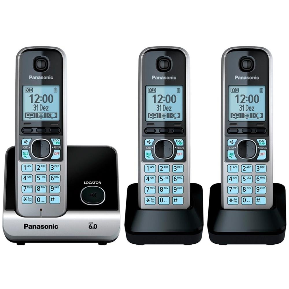 Telefone Sem Fio Panasonic com Backup de Energia e ID - KX-TG6713LBB Telefone Sem Fio Panasonic com Backup de Energia e ID - KX-TG6713LBB