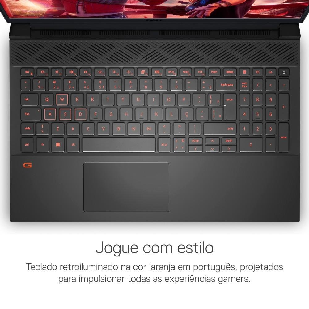 Notebook Gamer Dell G15 AMD Ryzen 5-6600H, 8GB RAM, GeForce RTX 3050 6GB, SSD 256GB, 15.6 Full HD 120Hz, Windows 11 Home, Preto - G15-a0506-A10P Notebook Gamer Dell G15 AMD Ryzen 5-6600H, 8GB RAM, GeForce RTX 3050 6GB, SSD 256GB, 15.6 Full HD 120Hz, Windows 11 Home, Preto - G15-a0506-A10P