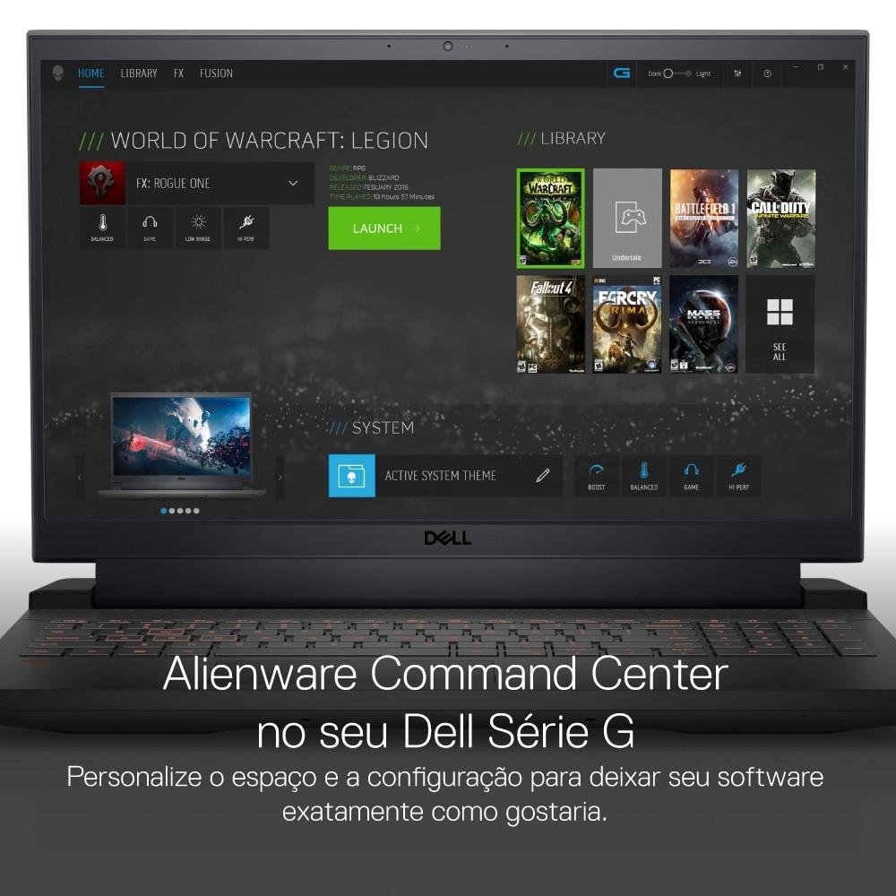 Notebook Gamer Dell G15 AMD Ryzen 5-6600H, 8GB RAM, GeForce RTX 3050 6GB, SSD 256GB, 15.6 Full HD 120Hz, Windows 11 Home, Preto - G15-a0506-A10P Notebook Gamer Dell G15 AMD Ryzen 5-6600H, 8GB RAM, GeForce RTX 3050 6GB, SSD 256GB, 15.6 Full HD 120Hz, Windows 11 Home, Preto - G15-a0506-A10P