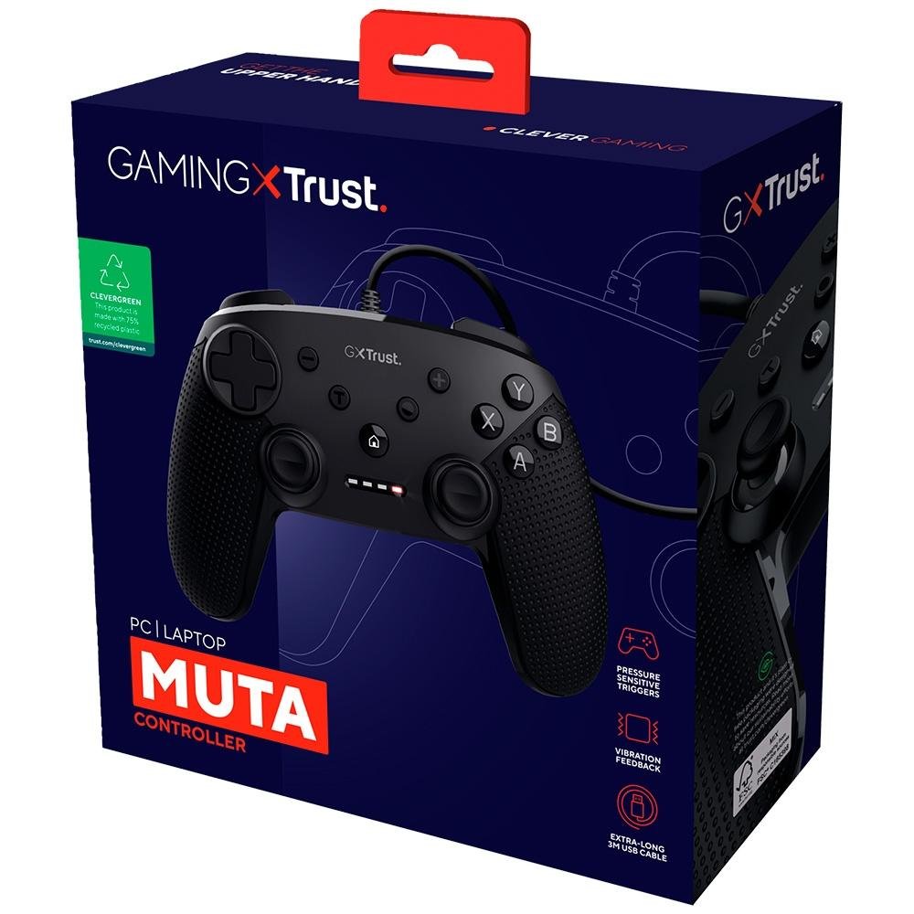 Controle Gamer GXTrust 541 Muta com Vibração, Cabo USB Extra Longo (3m), Preto - 24789 Controle Gamer GXTrust 541 Muta com Vibração, Cabo USB Extra Longo (3m), Preto - 24789