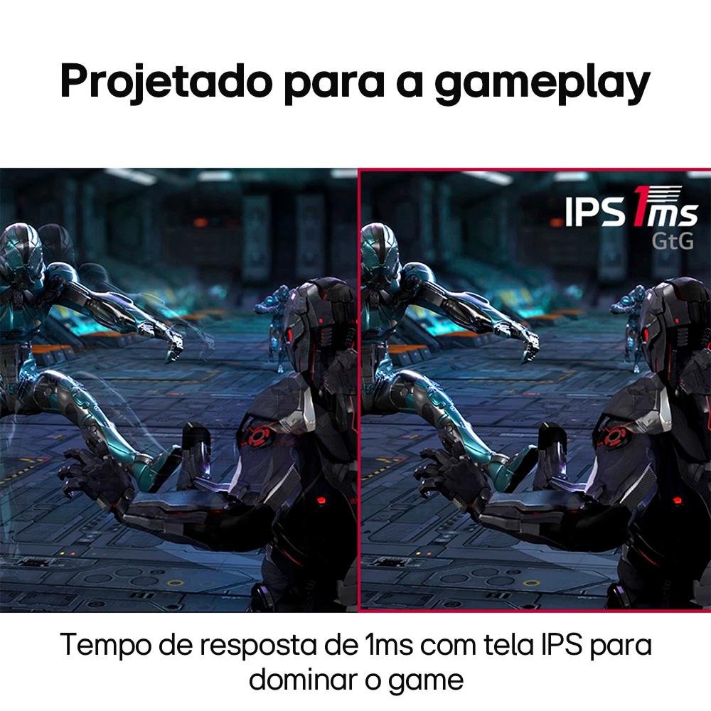 Monitor Gamer LG UltraGear 27" Full HD, 144Hz, 1ms, IPS, HDMI e DP, HDR 10, 99% sRGB, FreeSync Premium, VESA, Preto - 27GN65R