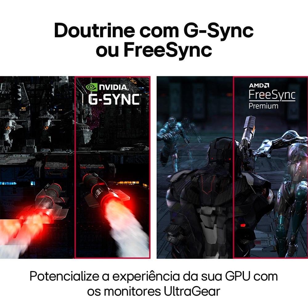 Monitor Gamer LG UltraGear 27" Full HD, 144Hz, 1ms, IPS, HDMI e DP, HDR 10, 99% sRGB, FreeSync Premium, VESA, Preto - 27GN65R