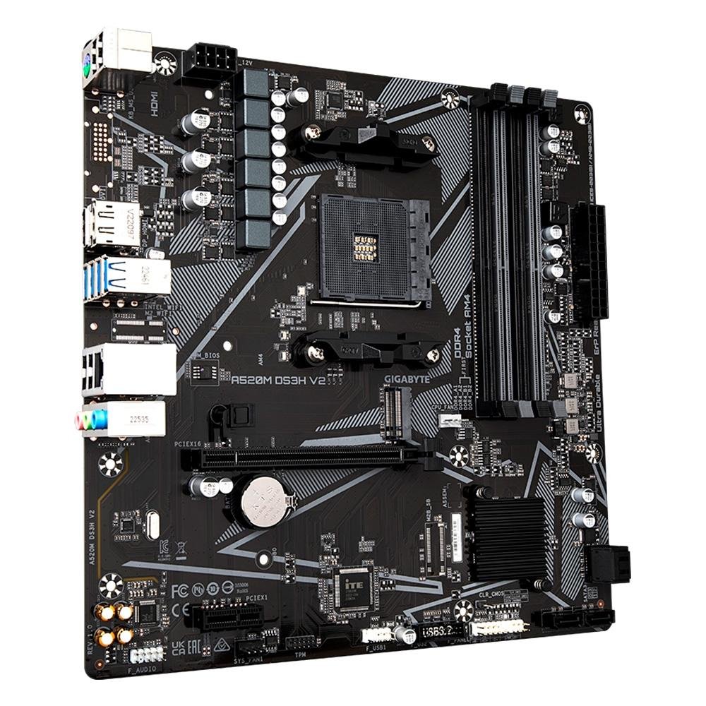Placa-Mãe Gigabyte A520M DS3H V2, AMD, Micro ATX, DDR4, Preto - A520M DS3H V2 Placa-Mãe Gigabyte A520M DS3H V2, AMD, Micro ATX, DDR4, Preto - A520M DS3H V2
