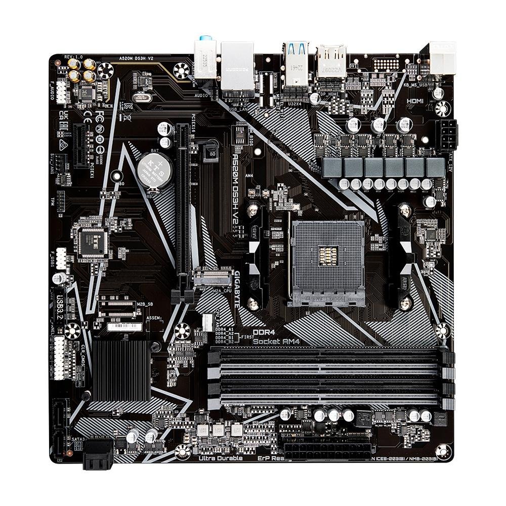Placa-Mãe Gigabyte A520M DS3H V2, AMD, Micro ATX, DDR4, Preto - A520M DS3H V2 Placa-Mãe Gigabyte A520M DS3H V2, AMD, Micro ATX, DDR4, Preto - A520M DS3H V2