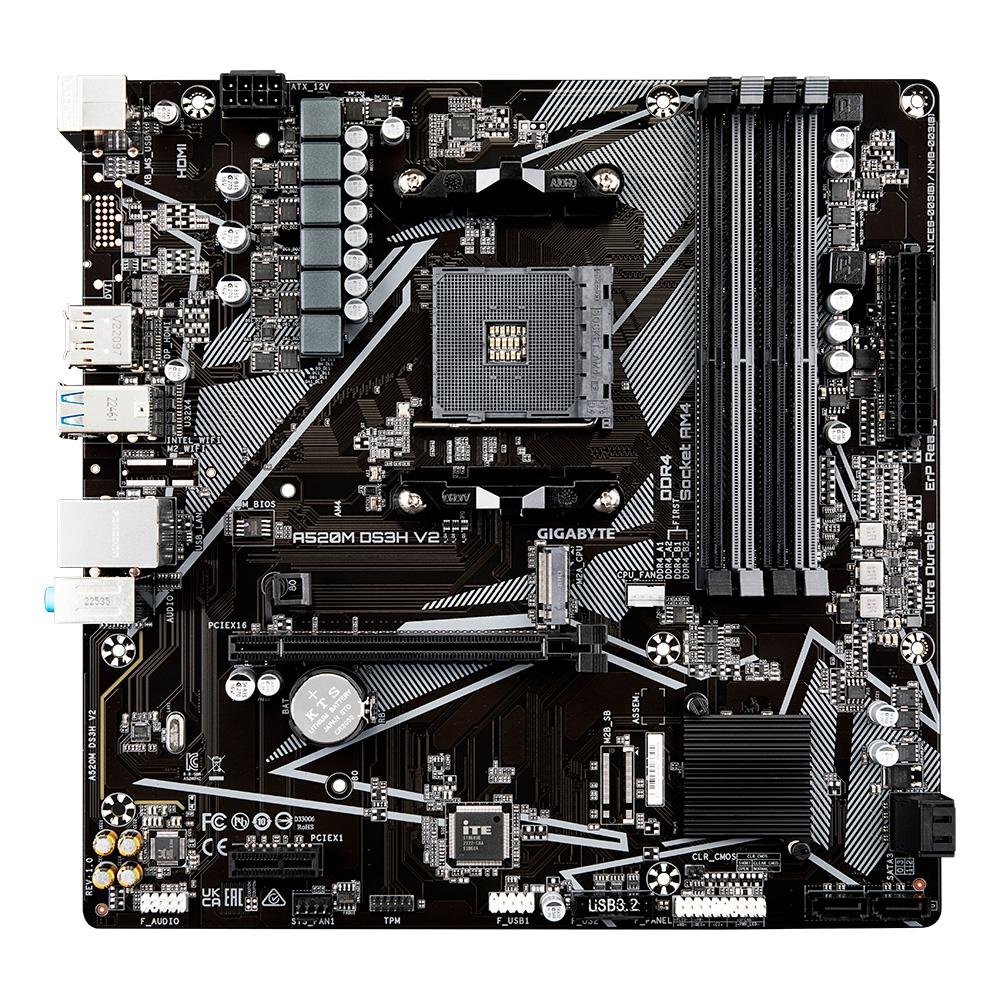 Placa-Mãe Gigabyte A520M DS3H V2, AMD, Micro ATX, DDR4, Preto - A520M DS3H V2 Placa-Mãe Gigabyte A520M DS3H V2, AMD, Micro ATX, DDR4, Preto - A520M DS3H V2