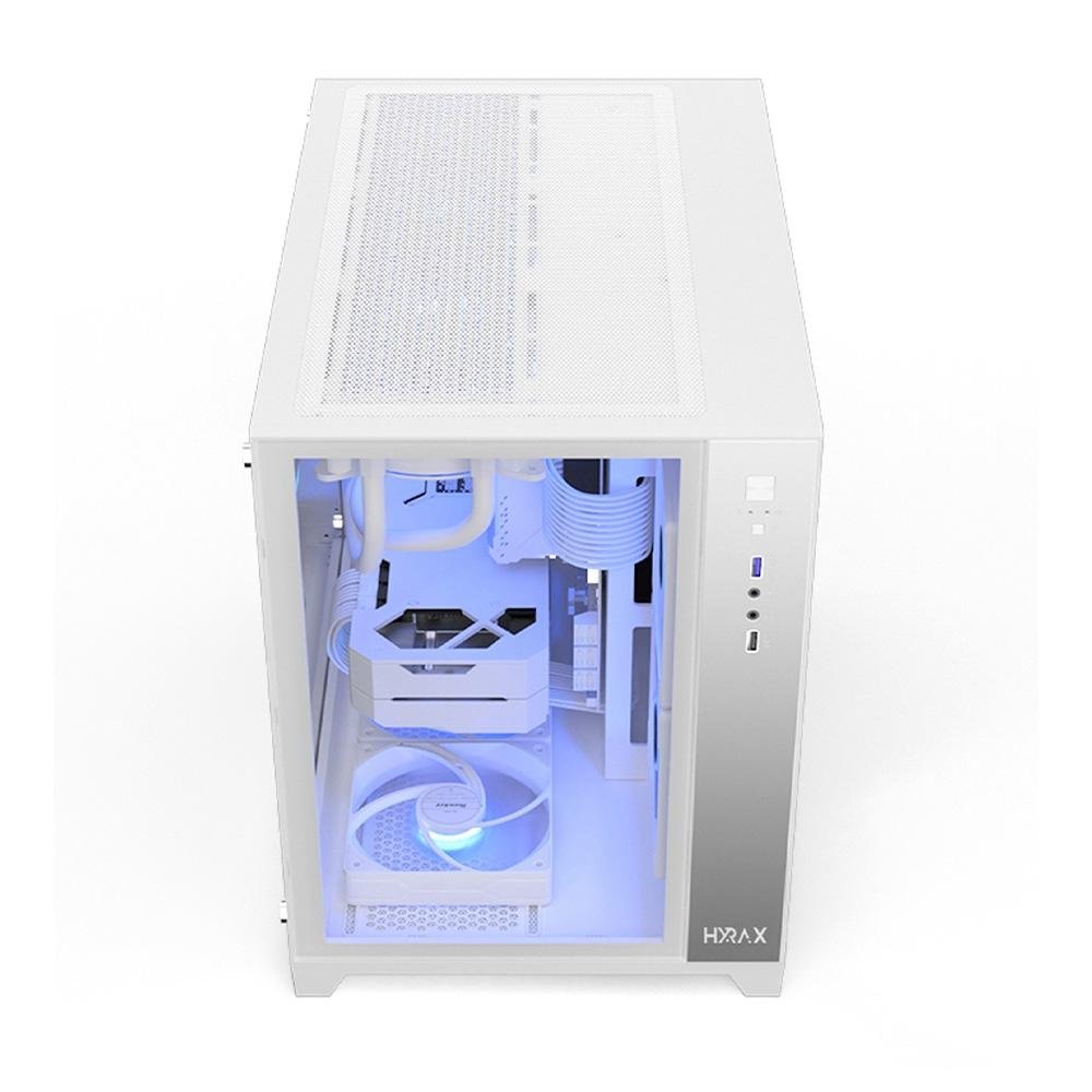 Gabinete Gamer Hyrax HGB710, Mini Tower, M-ATX, Frontal e Lateral Em Vidro Temperado, Sem FANs, Branco - HGB710W Gabinete Gamer Hyrax HGB710, Mini Tower, M-ATX, Frontal e Lateral Em Vidro Temperado, Sem FANs, Branco - HGB710W