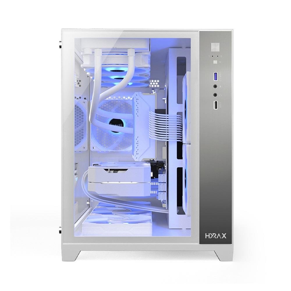 Gabinete Gamer Hyrax HGB710, Mini Tower, M-ATX, Frontal e Lateral Em Vidro Temperado, Sem FANs, Branco - HGB710W Gabinete Gamer Hyrax HGB710, Mini Tower, M-ATX, Frontal e Lateral Em Vidro Temperado, Sem FANs, Branco - HGB710W