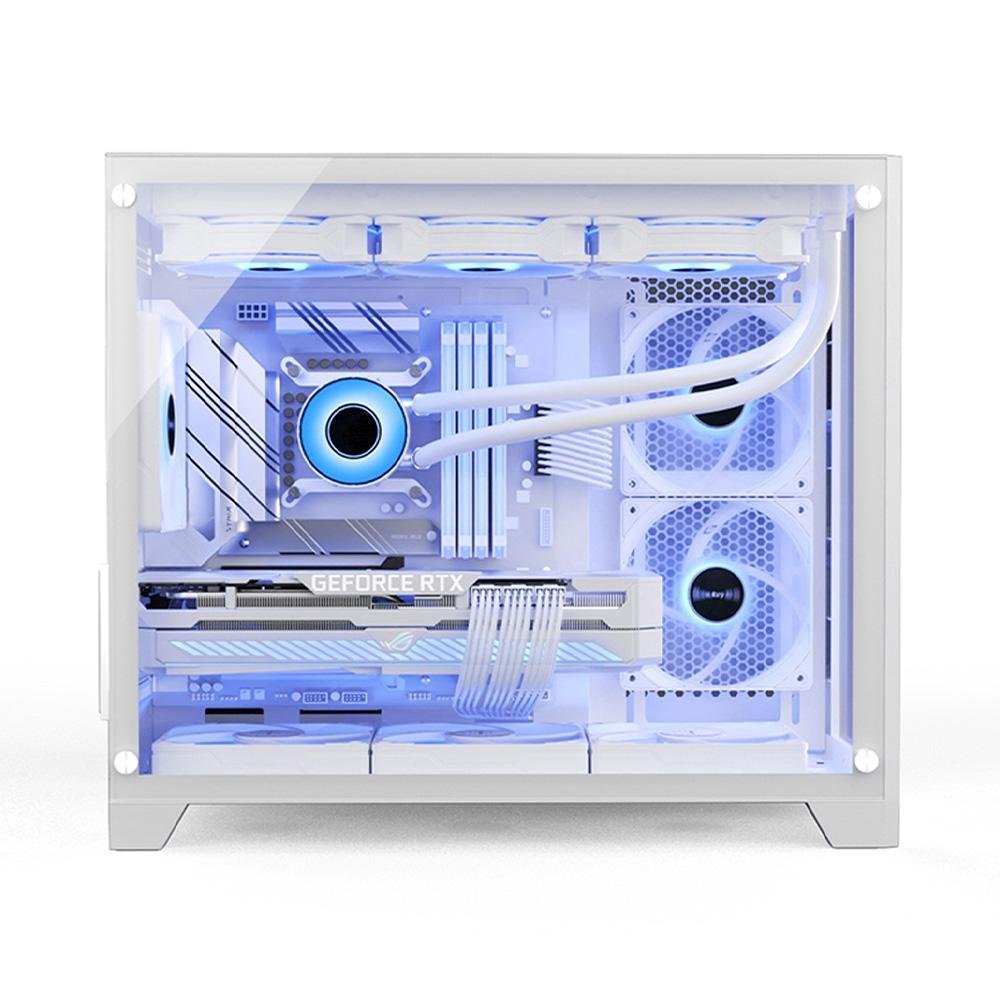 Gabinete Gamer Hyrax HGB710, Mini Tower, M-ATX, Frontal e Lateral Em Vidro Temperado, Sem FANs, Branco - HGB710W Gabinete Gamer Hyrax HGB710, Mini Tower, M-ATX, Frontal e Lateral Em Vidro Temperado, Sem FANs, Branco - HGB710W