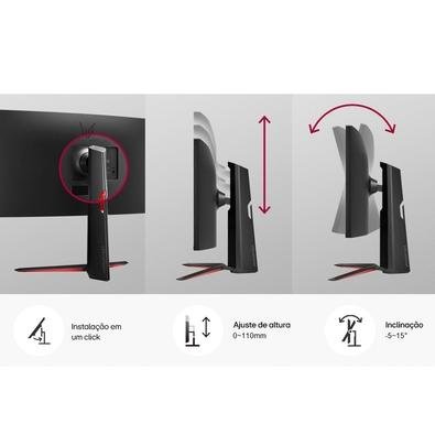 Monitor Gamer Curvo LG UltraGear 34", 2K WQHD, UltraWide, 160Hz, 1ms, FreeSync Premium, HDR10, Som Integrado - 34GP63A-B