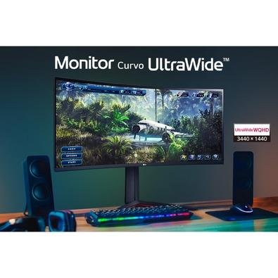 Monitor Gamer Curvo LG UltraGear 34", 2K WQHD, UltraWide, 160Hz, 1ms, FreeSync Premium, HDR10, Som Integrado - 34GP63A-B