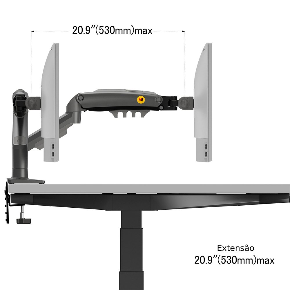 Suporte de Mesa Articulado para Monitor de 17" a 32", North Bayou, Ajuste de altura com Pistão a Gás - F160 NB Suporte de Mesa Articulado para Monitor de 17" a 32", North Bayou, Ajuste de altura com Pistão a Gás - F160 NB