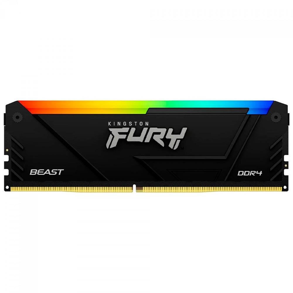 Memória RAM Kingston Fury Beast, RGB, 8GB, 3600MHz, DDR4, CL17, Preto - KF436C17BB2A/8