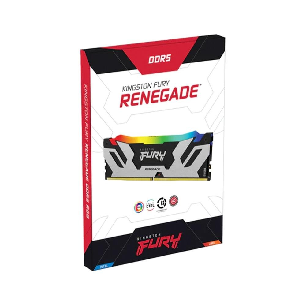Memória RAM Kingston Fury Renegade RGB, 48GB, 6000MHz, DDR5, CL32, XMP,  Prata  - KF560C32RSA-48