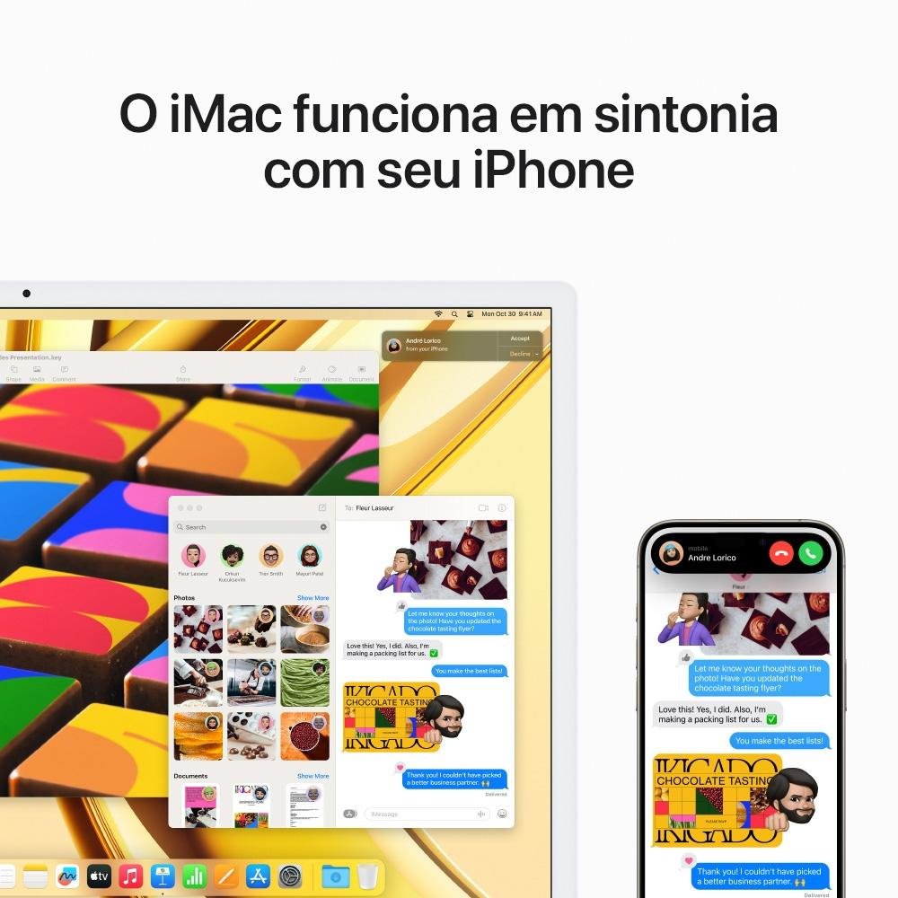 iMac Apple Tela Retina 24" 4.5K, Chip M3, CPU 8 Núcleos GPU 10 Núcleos, SSD 512GB, Azul - MQRR3BZ/A