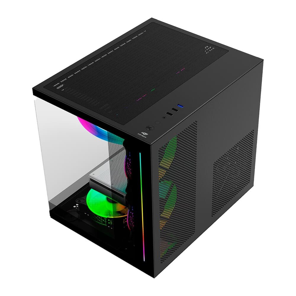 Gabinete Gamer C3Tech Gaming Aquarius MT-G810BK, Mini Tower, Micro ATX, Lateral em Vidro Temperado, Sem FANs, Preto - MT-G810BK