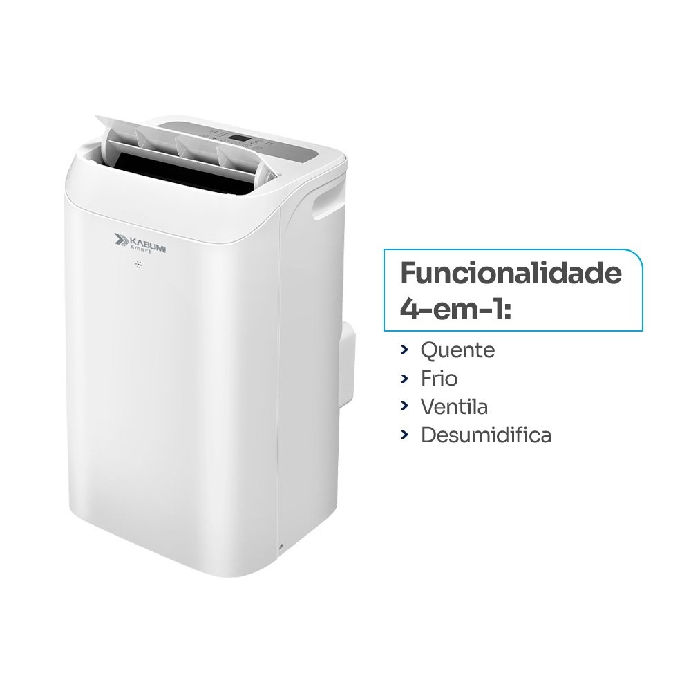 Ar Condicionado Portátil KABUM! Smart 700, 12000 BTUs, Quente e Frio, Controle via App, Alexa/Google Assistente, 127V, Branco - KSAC700BR127 Ar Condicionado Portátil KABUM! Smart 700, 12000 BTUs, Quente e Frio, Controle via App, Alexa/Google Assistente, 127V, Branco - KSAC700BR127