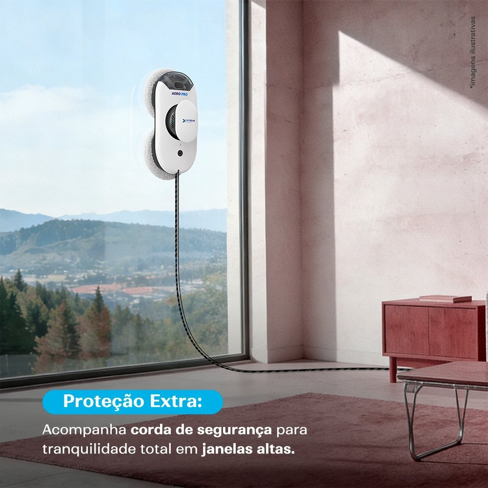 Robô Limpa Vidro KABUM! smart Aero Pro, 3 Modos de Limpeza, App, Controle Remoto, Spray Automático, Bivolt, Branco - KSLV010BR Robô Limpa Vidro KABUM! smart Aero Pro, 3 Modos de Limpeza, App, Controle Remoto, Spray Automático, Bivolt, Branco - KSLV010BR
