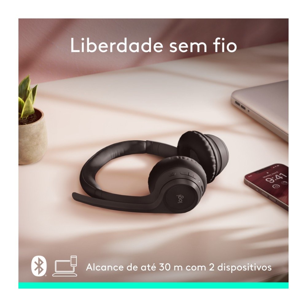 Headset Sem Fio Logitech Zone 300 Com Microfone com Cancelamento de Ruído, Conexão Bluetooth, Bateria Recarregável via USB-C, Grafite - 981-001406 Headset Sem Fio Logitech Zone 300 Com Microfone com Cancelamento de Ruído, Conexão Bluetooth, Bateria Recarregável via USB-C, Grafite - 981-001406