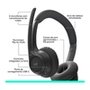 Headset Sem Fio Logitech Zone 300 Com Microfone com Cancelamento de Ruído, Conexão Bluetooth, Bateria Recarregável via USB-C, Grafite - 981-001406