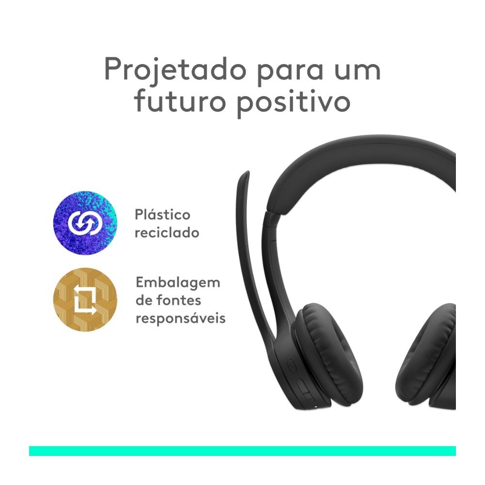 Headset Sem Fio Logitech Zone 300 Com Microfone com Cancelamento de Ruído, Conexão Bluetooth, Bateria Recarregável via USB-C, Grafite - 981-001406 Headset Sem Fio Logitech Zone 300 Com Microfone com Cancelamento de Ruído, Conexão Bluetooth, Bateria Recarregável via USB-C, Grafite - 981-001406
