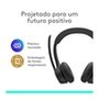 Headset Sem Fio Logitech Zone 300 Com Microfone com Cancelamento de Ruído, Conexão Bluetooth, Bateria Recarregável via USB-C, Grafite - 981-001406