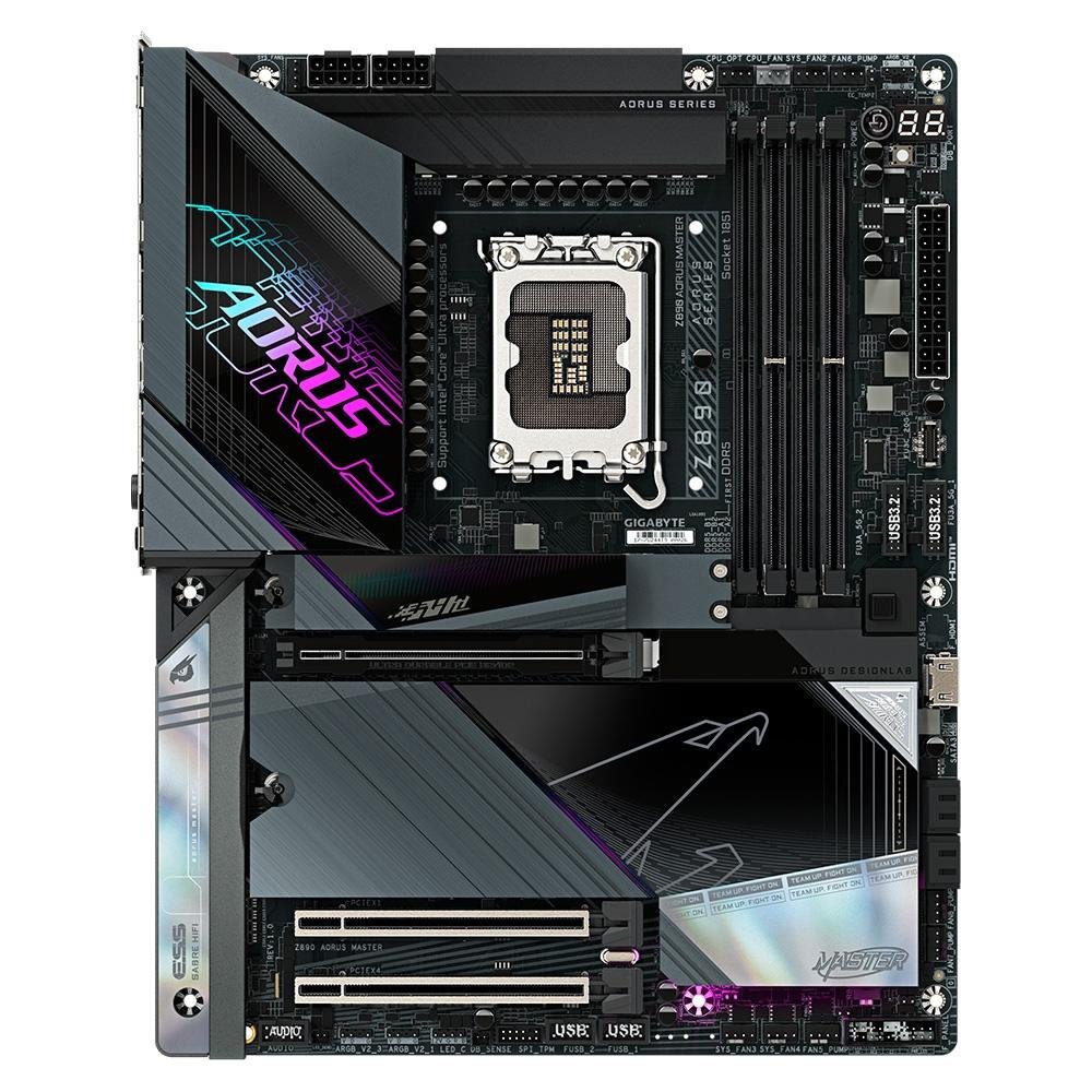 Placa-Mãe Gigabyte Z890 AORUS MASTER, Intel, ATX, DDR5, RGB, Wi-Fi 7, Bluetooth, Preto - Z890 AORUS MASTER