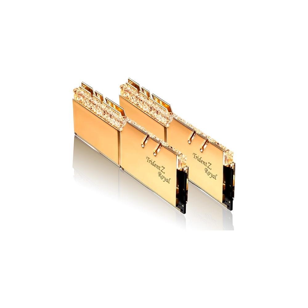 Memória RAM G.Skill Trident Z Royal Gold RGB 16GB (2X8GB), DDR4, 3200MHz, CL16, Intel XMP, Dourado - F4-3200C16D-16GTRG Memória RAM G.Skill Trident Z Royal Gold RGB 16GB (2X8GB), DDR4, 3200MHz, CL16, Intel XMP, Dourado - F4-3200C16D-16GTRG