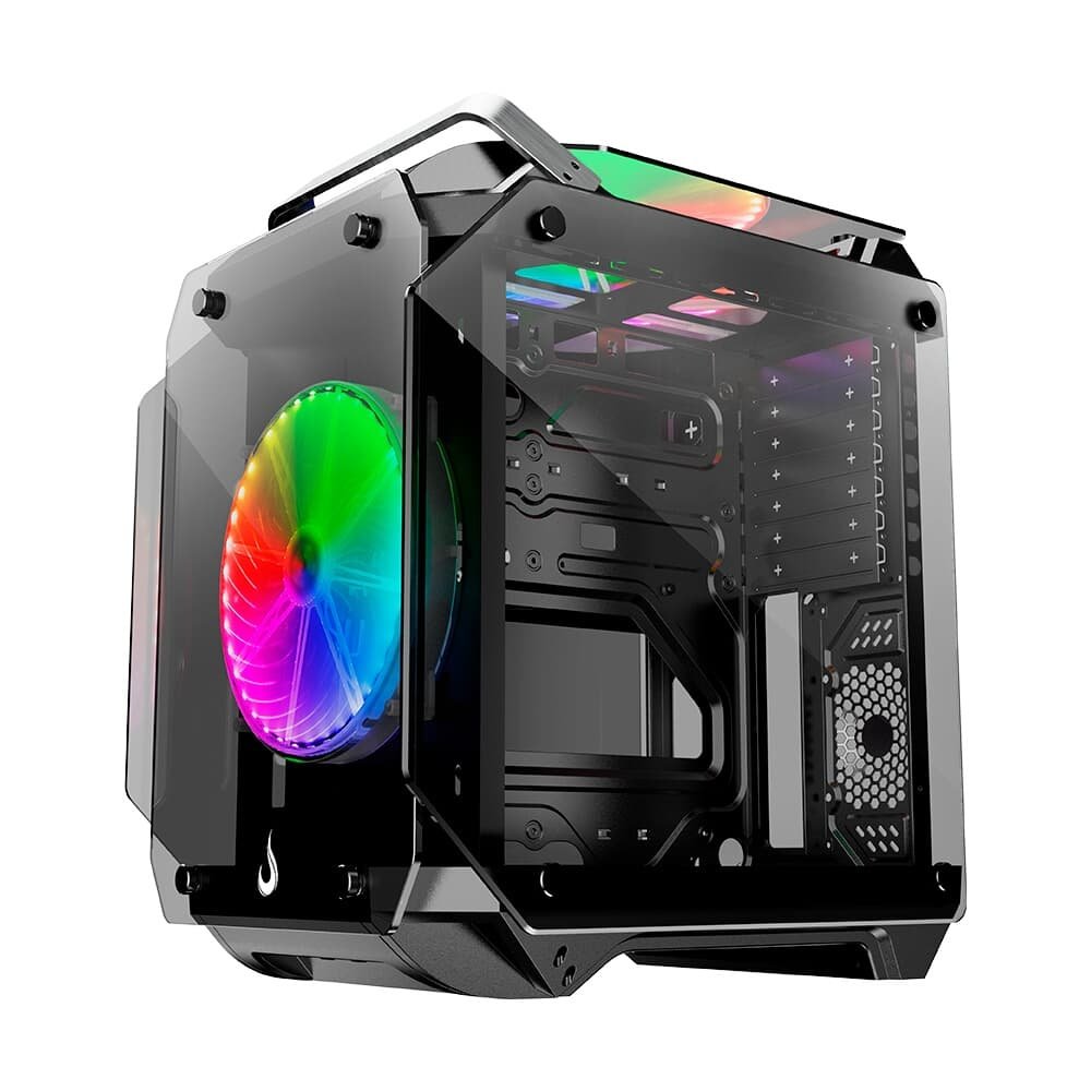 Gabinete Gamer Rise Mode Zeus Glass 02, Mid Tower, ARGB, Frontal e Lateral em Vidro, 2 Fans 200mm, Preto - RM-CA-ZE-02-ARGB
