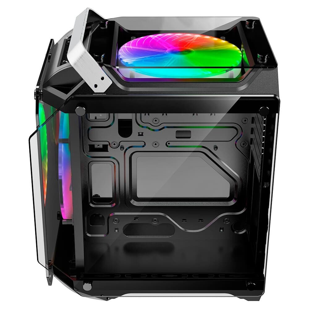Gabinete Gamer Rise Mode Zeus Glass 02, Mid Tower, ARGB, Frontal e Lateral em Vidro, 2 Fans 200mm, Preto - RM-CA-ZE-02-ARGB
