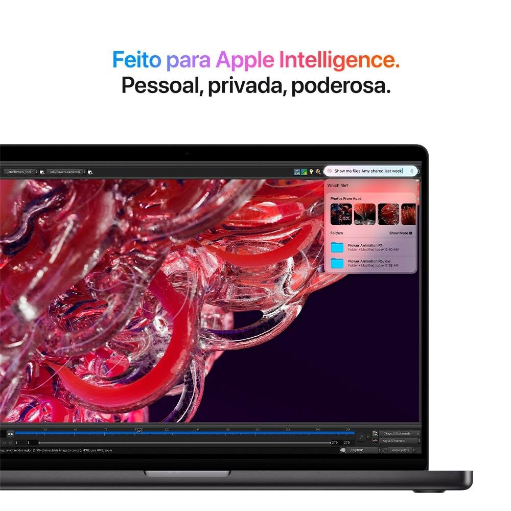 MacBook Pro Apple 16", M4 Pro, CPU 14 Núcleos, GPU 20 Núcleos, Neural Engine de 16 Núcleos, 24GB RAM, SSD 512GB, Preto-espacial - MX2X3BZ/A