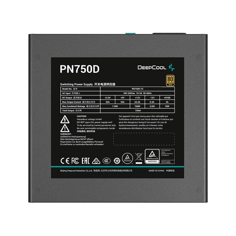 Fonte Gamer Deepcool Pn750D, 750W, 80 Plus Gold, Sem Cabo, Preto - R-PN750D-FC0B-WO-V2 Fonte Gamer Deepcool Pn750D, 750W, 80 Plus Gold, Sem Cabo, Preto - R-PN750D-FC0B-WO-V2