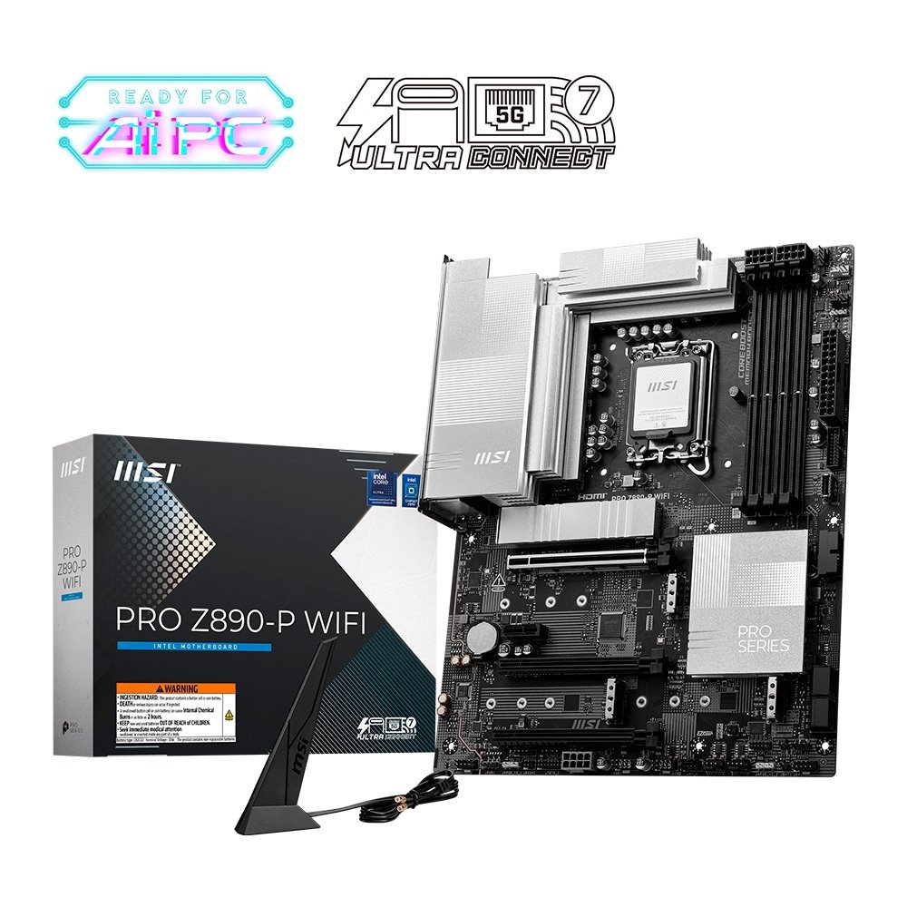 Placa-Mãe MSI PRO Z890-P, Intel, DDR5, ATX, Wi-Fi 7 e Bluetooth 5.4, Preto - 911-7E34-001