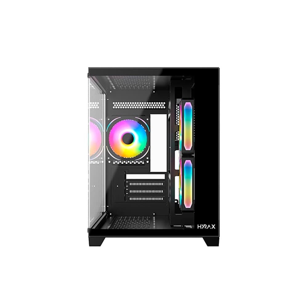 Gabinete Gamer Hyrax HGB705, Mini Tower, M-ATX, Frontal e Lateral em Vidro Temperado, Sem FANs, Preto - HGB705B Gabinete Gamer Hyrax HGB705, Mini Tower, M-ATX, Frontal e Lateral em Vidro Temperado, Sem FANs, Preto - HGB705B
