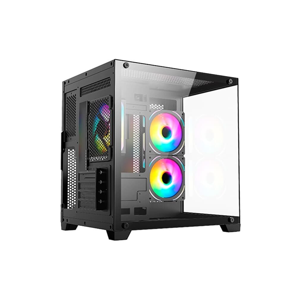 Gabinete Gamer Hyrax HGB705, Mini Tower, M-ATX, Frontal e Lateral em Vidro Temperado, Sem FANs, Preto - HGB705B Gabinete Gamer Hyrax HGB705, Mini Tower, M-ATX, Frontal e Lateral em Vidro Temperado, Sem FANs, Preto - HGB705B