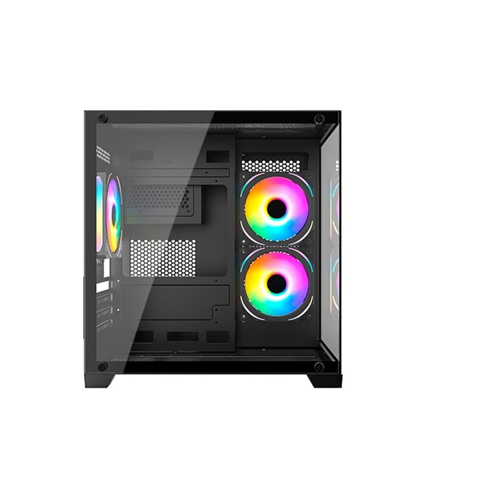 Gabinete Gamer Hyrax HGB705, Mini Tower, M-ATX, Frontal e Lateral em Vidro Temperado, Sem FANs, Preto - HGB705B Gabinete Gamer Hyrax HGB705, Mini Tower, M-ATX, Frontal e Lateral em Vidro Temperado, Sem FANs, Preto - HGB705B