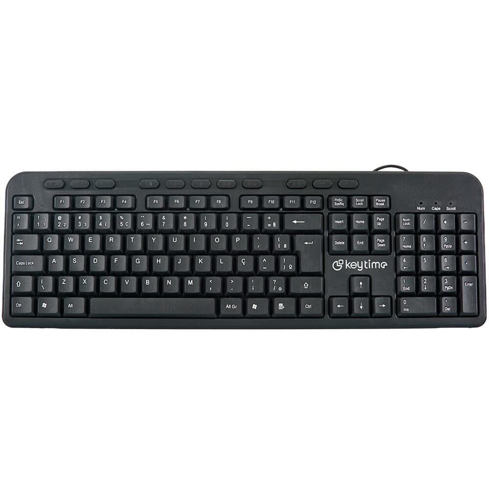Teclado Keytime Keycraft, USB 2.0, Teclas Multimídia, Full Size, ABNT2, Preto - KYT00010